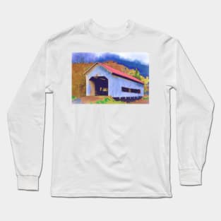 Covered Bridge With Red Roof Long Sleeve T-Shirt